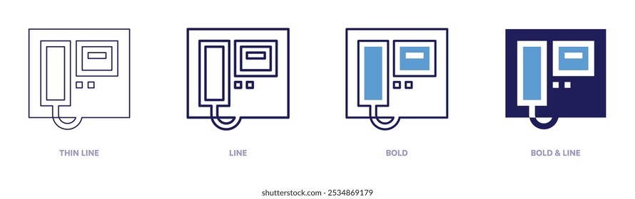 Domotic device icon in 4 different styles. Thin Line, Line, Bold, and Bold Line. Duotone style. Editable stroke.