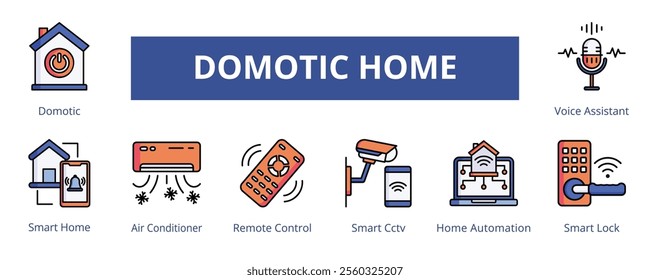 Domotic Home Banner Web Icon Set Vector Illustration