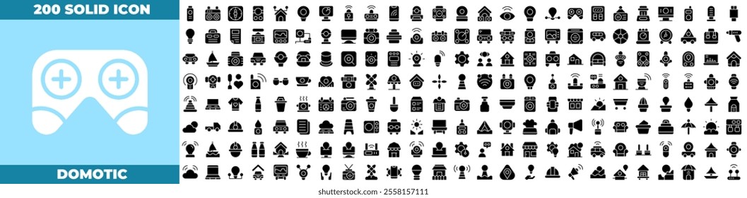 Domotic Solid Editable Icons set. Vector illustration in modern thin solid style of domotic icons: remote, smart home, system, etc