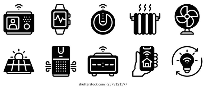 Domotics Icon Set Innovative Solid Style Collection for Smart Home Automation