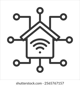 Domotics Icon Vector Illustration Outline Style
