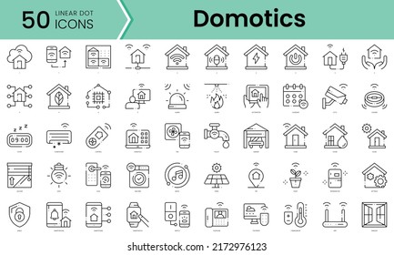 domotics Icons bundle. Linear dot style Icons. Vector illustration