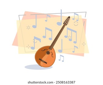 Domra flat illustration. Folk music, mandolin, Russian culture. Musical instruments concept. Vector illustration can be used for topics like music, traditional culture, leisure