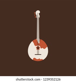 Domra flat vector icon. Folk music instrument
