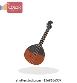 Domra music instrument color vector icon. Flat design