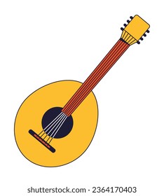 Domra musical instrument flat line color isolated vector object. String instrument. Creative hobby. Editable clip art image on white background. Simple outline cartoon spot illustration for web design