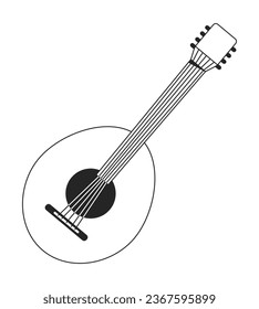 Domra musical instrument flat monochrome isolated vector object. String instrument. Creative hobby. Editable black and white line art drawing. Simple outline spot illustration for web graphic design