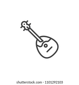 Domra outline icon. linear style sign for mobile concept and web design. Musical instrument simple line vector icon. Banjo guitar Symbol, logo illustration. Pixel perfect vector graphics