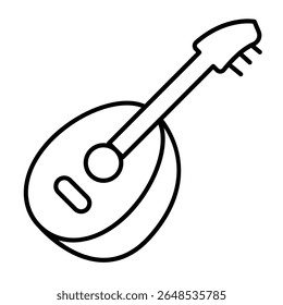 Domra thin line icon, arabian culture concept. Vector graphics. String instrument, musical sign on white background, style mobile or design