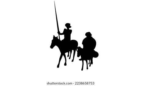 Don Chisciotte and Sancio Panza silhouette high quality vector