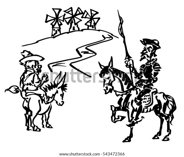 Don Quijote Sancho Panza Stock Vector Royalty Free