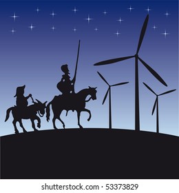 Don Quijote vector illustration cartoon silhouette