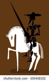 Don Quixote knight and his horse