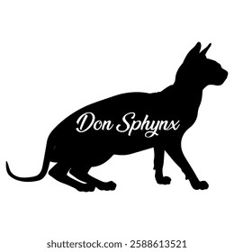 Don Sphynx cat silhouette, cat, cat breeds, logo, vector, silhouette,  animal, illustration, icon, sign, design, black, symbol, pet, love
