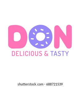Don. Vector donut icon, logo, badge, mark illustration on white background. Business concept for cafe and restaurant.