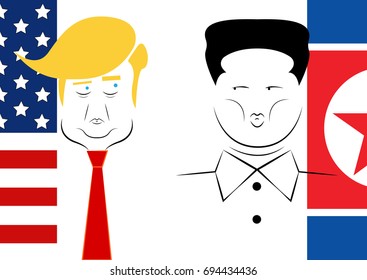 Donald Trump And Kim Jong-un . President Of USA And Supreme Leader Of North Korea