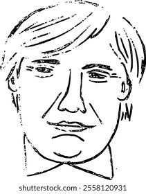 Donald Trump, presidente, político, pessoa famosa. Retrato desenhado à mão, vetor, ilustração em preto e branco 