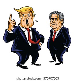 Donald Trump And Steve Bannon Vector Cartoon Caricature Portrait. February 3, 2017