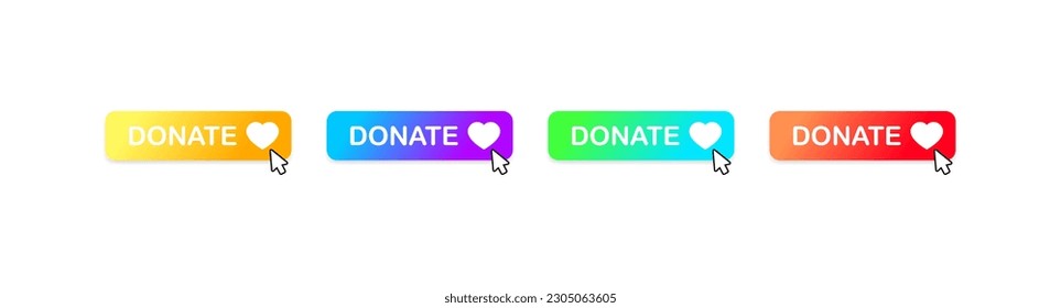 Donante. Plano, color, botón donar. Iconos vectores.