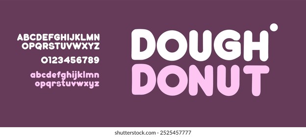 Logotipo de Donat. Dona. Diseño. Abjad. Abc. Alfabeto. Atrevido. Letras. Donut. Fuente de donut. Logotipo de donut