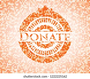 Donate abstract orange mosaic emblem
