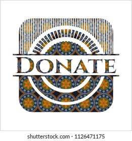 Donate arabesque style badge. arabic decoration.