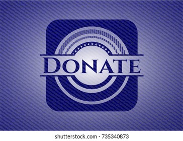 Donate badge with denim texture