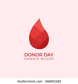 Donate blood abstract vector logo design template. Blood donor day symbol. Paper logo.