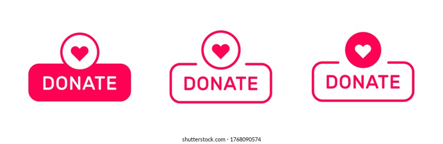 Donate blood banner vector design. Charity sign. Volunteer money donation web button. 