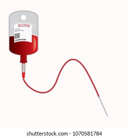 Donate blood concept with Blood Bag. Vector illustration
