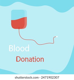 Donar Sangre Concepto Ilustración De Fondo. Anuncio del Día Mundial del Donante de Sangre con un contenedor rojo de plástico.