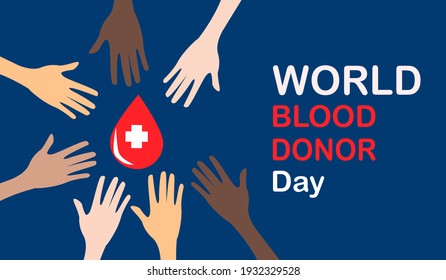 Donar concepto de sangre Ilustración Antecedentes para el Día Mundial del Donante de Sangre.Donaciones de personas.Día de talasemia.Antecedentes médicos de atención de salud.Seguro de emergencia, Dar sangre al paciente.Salvar el día de la vida.