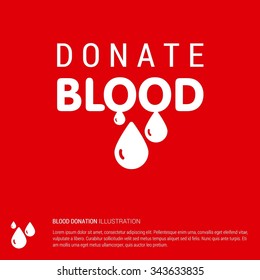 Donate Blood Creative typography Design template. Health care poster design. isolated on Red background. Vector illustration