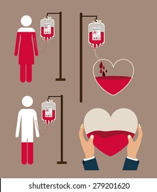 Donate Blood design over brown background, vector illustration