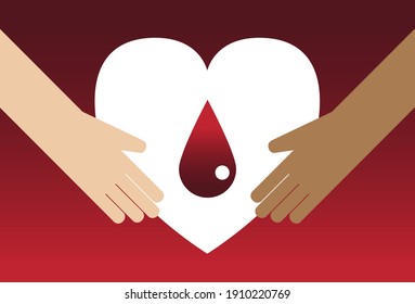 Donar sangre para ayudar a los demás, ilustración vectorial de estilo plano