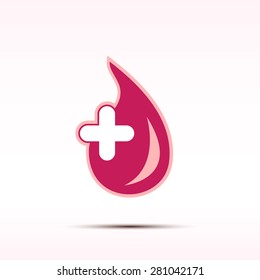 Donate blood icon red blood drop on gradient background art