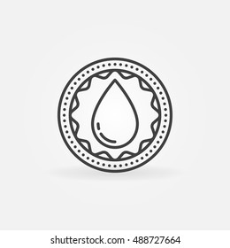 Donate blood linear badge. Vector simple round donation symbol or logo element. Blood drop badge