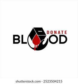 "Donate Blood" logo text design. Used for poster elements, banners on world blood charity commemoration.
