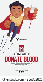 Donate blood portrait template design.