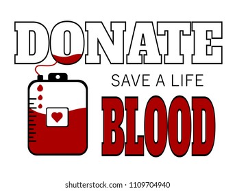 donate blood save a life design with heart and bag