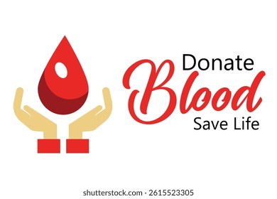 Donate Blood Save Life Vector Illustration | Blood Drop with Hands Icon | Blood Donation Awareness Design