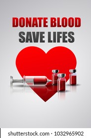 Donate Blood Save Lifes Syringe Bottles Stock Vector (Royalty Free ...