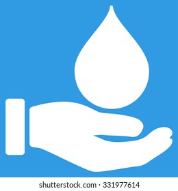 Donate Blood vector icon. Style is flat symbol, white color, rounded angles, blue background.