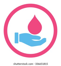 Donate Blood vector icon. Style is bicolor flat rounded symbol, pink and blue colors, rounded angles, white background.