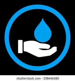 Donate Blood vector icon. Style is bicolor flat rounded symbol, blue and white colors, rounded angles, black background.
