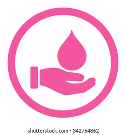 Donate Blood vector icon. Style is flat rounded symbol, pink color, rounded angles, white background.