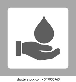 Donate Blood vector icon. Style is flat rounded square button, dark gray and white colors, silver background.
