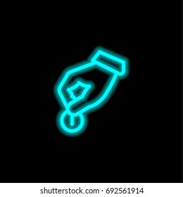 Donate blue glowing neon ui ux icon. Glowing sign logo vector