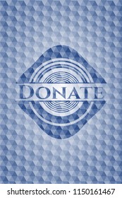 Donate blue hexagon emblem.