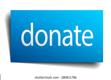 donate blue paper sign on white background